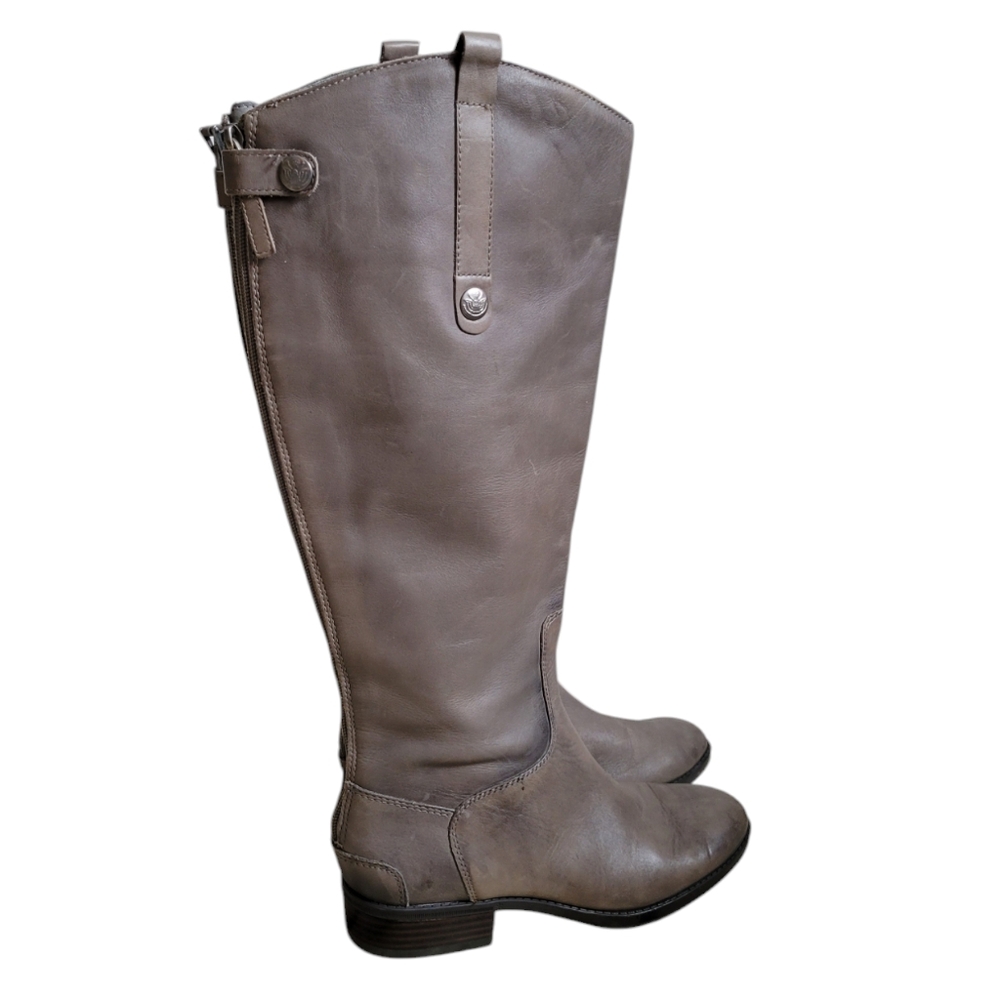 SAM EDELMAN Tall Leather Boots Gray 7